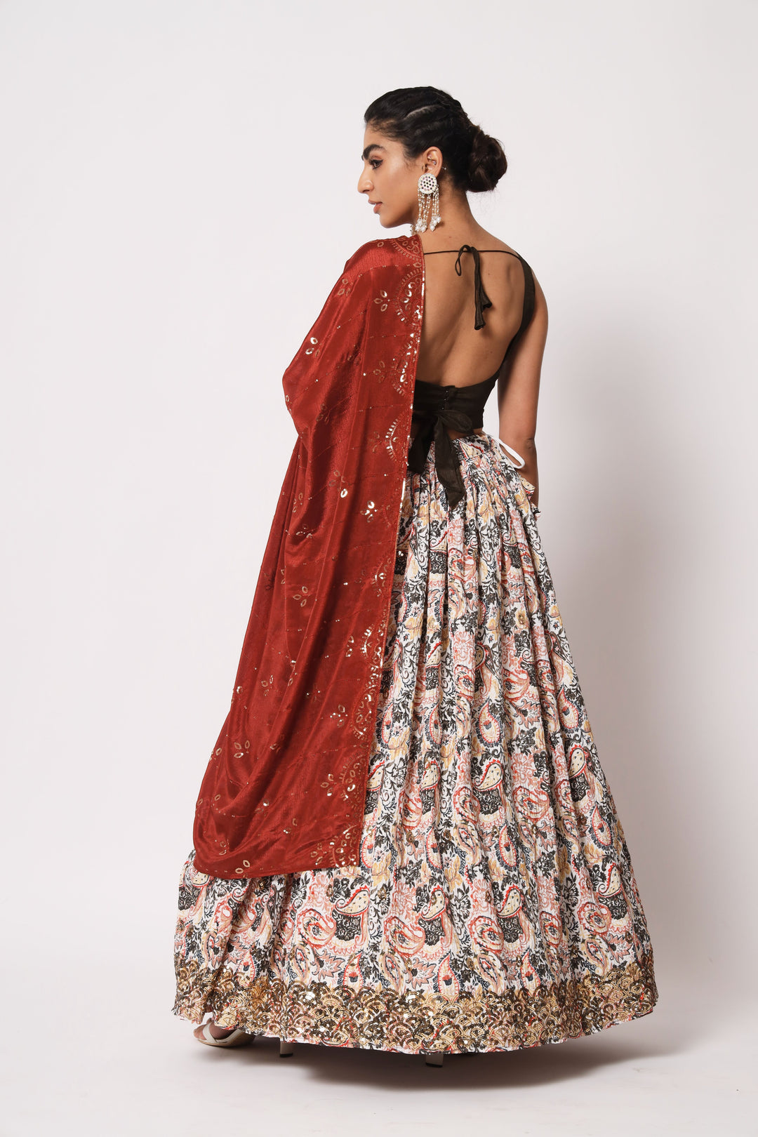 Elegant White Lehenga | Art Silk with Printed & Embroidered Work