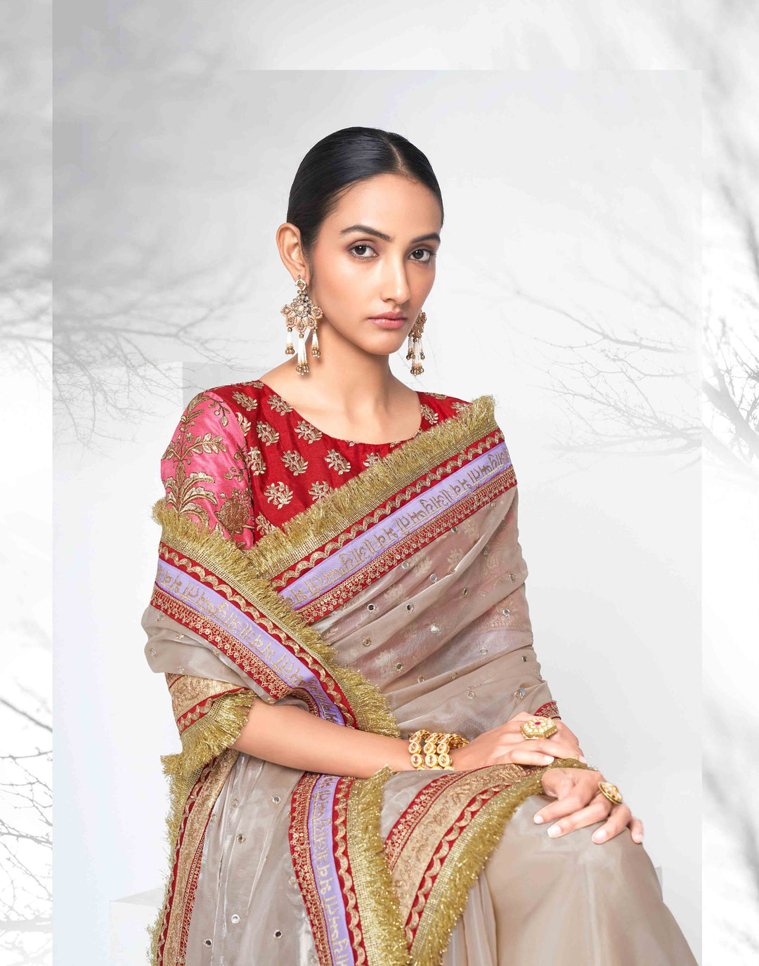 Jimmy-Choo Saree | Art-Silk Blouse | Dori & Jari Embroidery | Wedding Ready