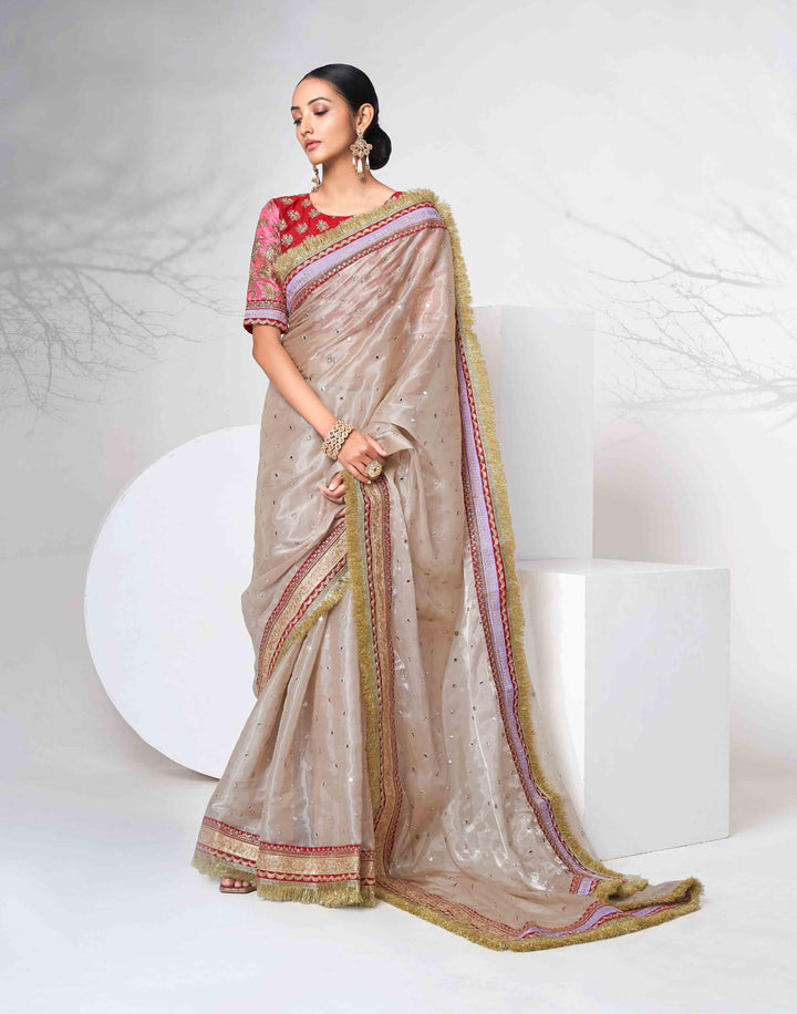 Jimmy-Choo Saree | Art-Silk Blouse | Dori & Jari Embroidery | Wedding Ready