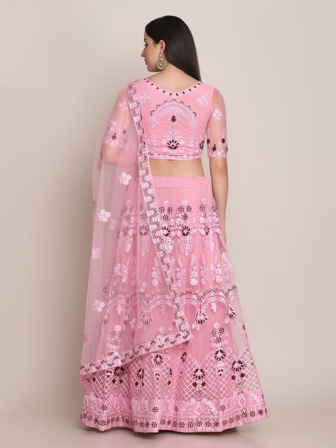 Pink Lehenga Choli | Designer Embroidery & Net Dupatta for Weddings