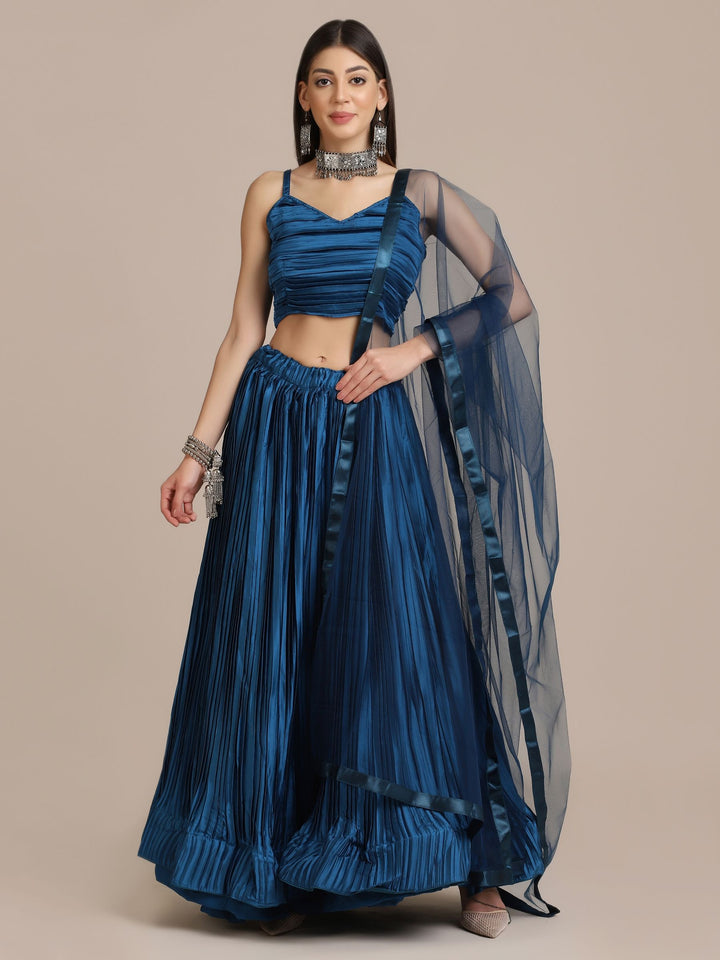 Designer Satin Silk Lehenga Choli | Fancy Designer Platted Solid Work For Party