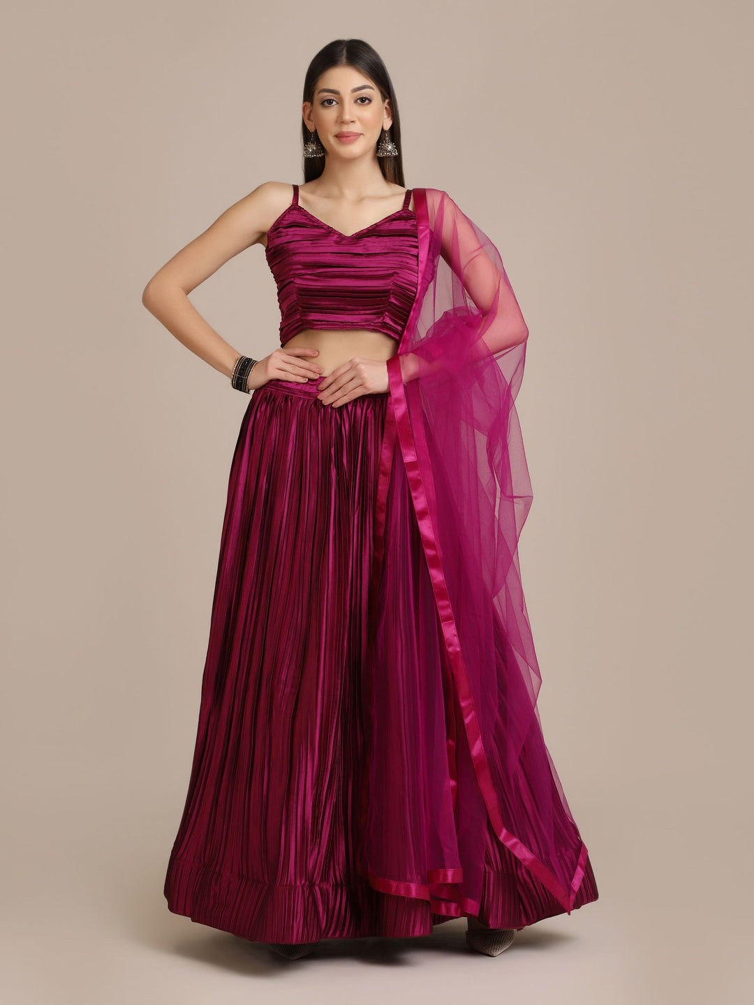 Designer Satin Silk Lehenga Choli | Fancy Designer Platted Solid Work For Party