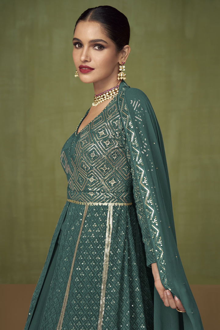 Rama Anarkali Suit | Faux Georgette with Santoon Inner & Heavy Embroidery