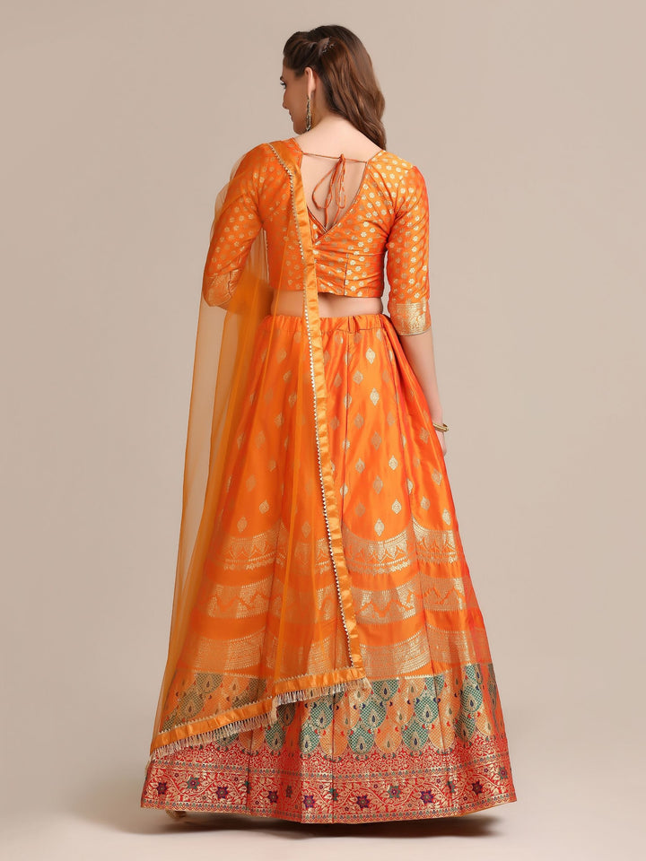 Designer Jacquard Silk Lehenga Choli | Net Dupatta with Embroidery for Weddings