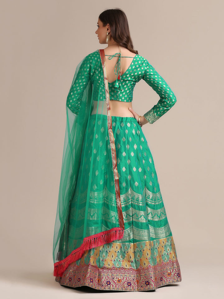 Designer Jacquard Silk Lehenga Choli | Net Dupatta with Embroidery for Weddings