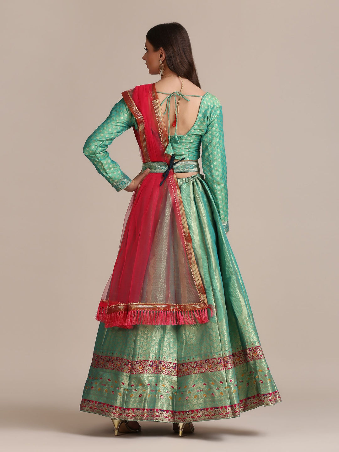 Designer Jacquard Silk Lehenga Choli | Net Dupatta with Heavy Embroidery for festive