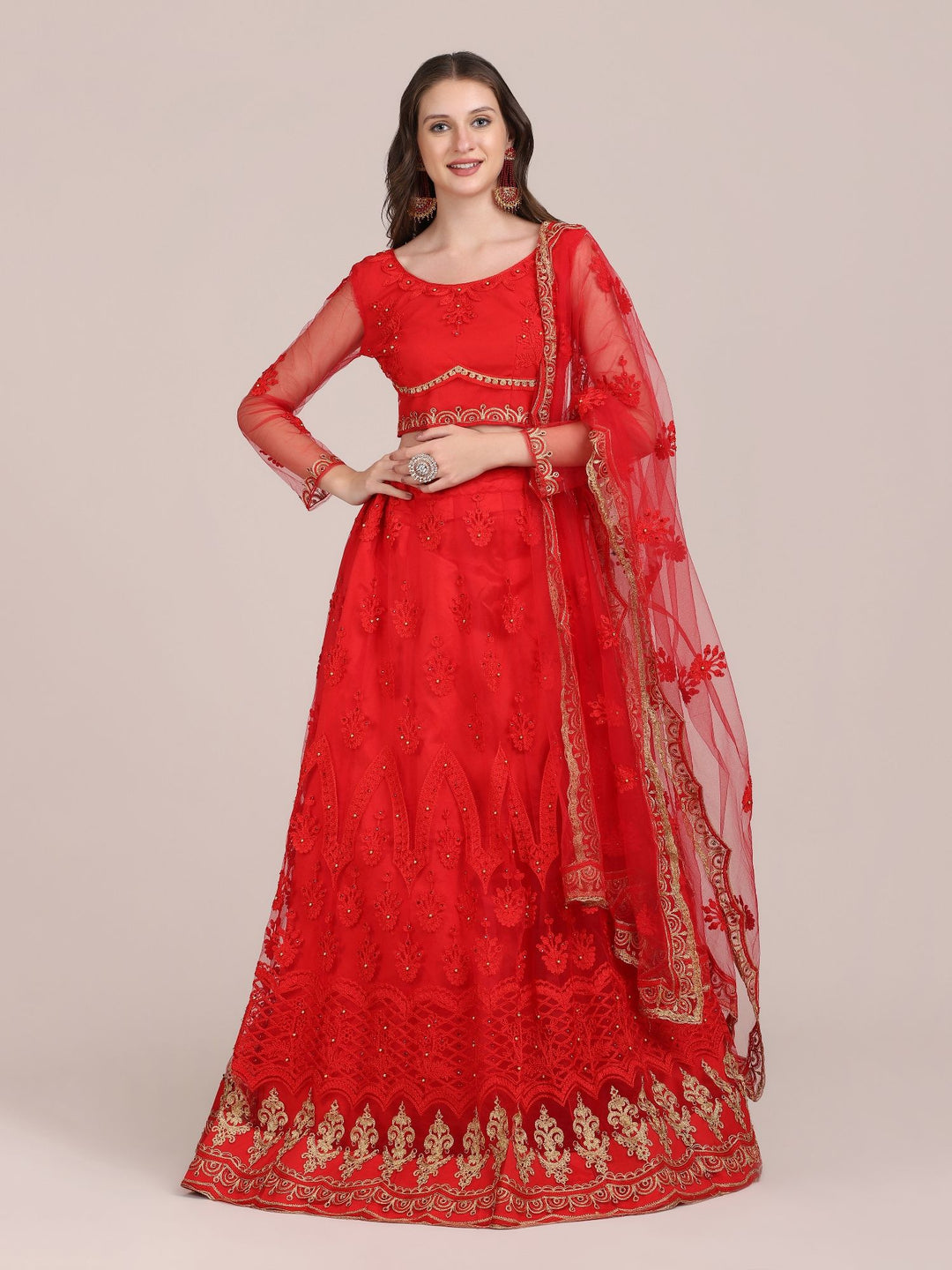 Net Lehenga Choli with Net Dupatta | Designer Embroidery & Stone Work For festive