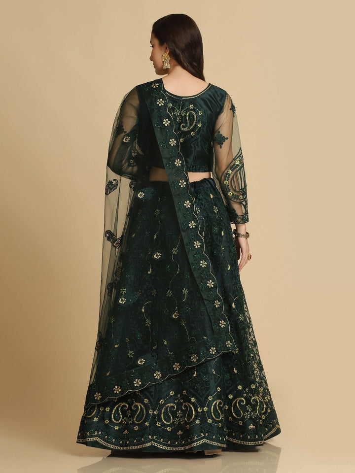 Dark Green Net Lehenga Choli | Designer Embroidery & Stone Work for special occasion