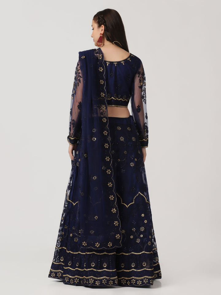 Net Lehenga Choli | Designer Embroidery & Stone Work for Wedding