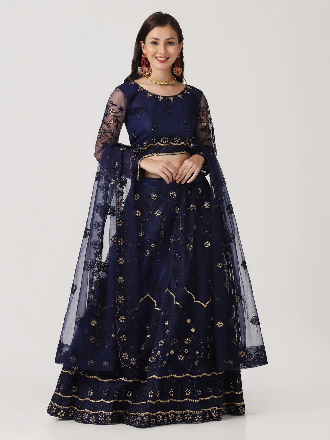 Net Lehenga Choli | Designer Embroidery & Stone Work for Wedding