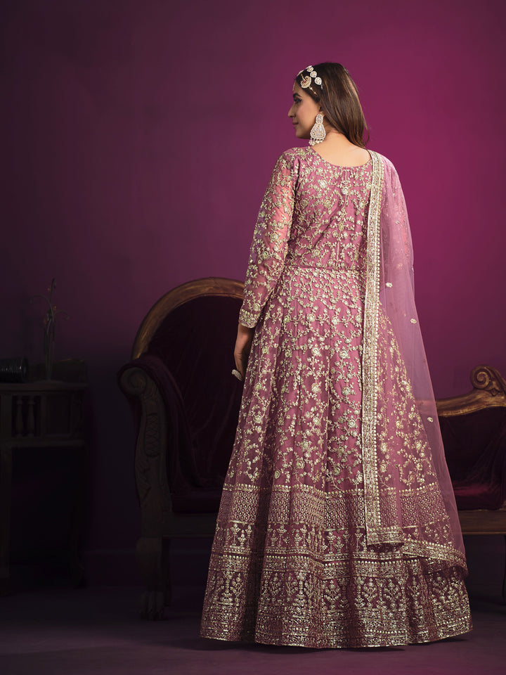 Designer Net Anarkali Suit | Heavy Sequins Embroidery with Bottom For festive Wear