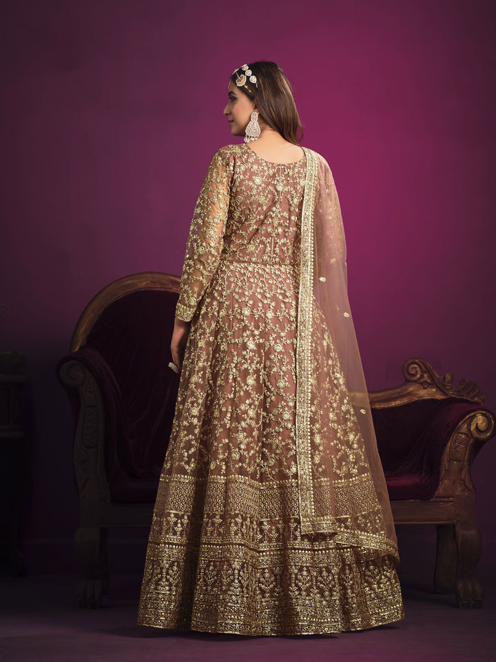 Designer Net Anarkali Suit | Heavy Sequins Embroidery with Bottom For festive Wear