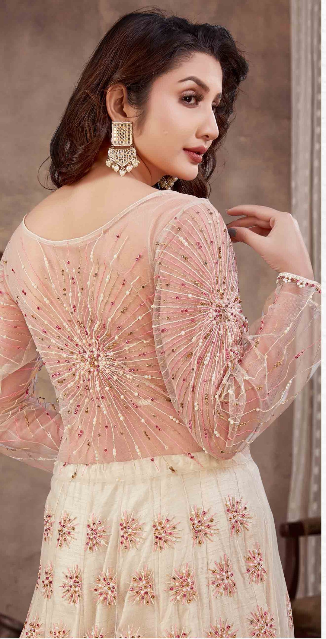 Peach Anarkali Suit | Heavy Embroidery & Hand Work for Special Occasions