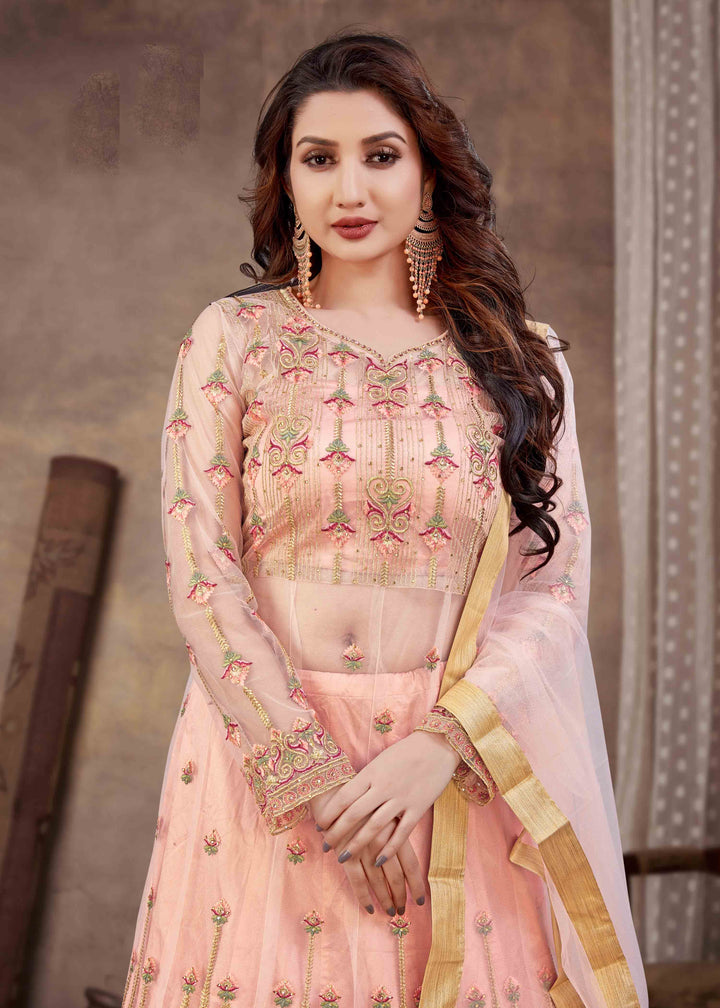 Elegant Floor-Length Pink Anarkali Suit | Soft Net and Silk Designer Wear