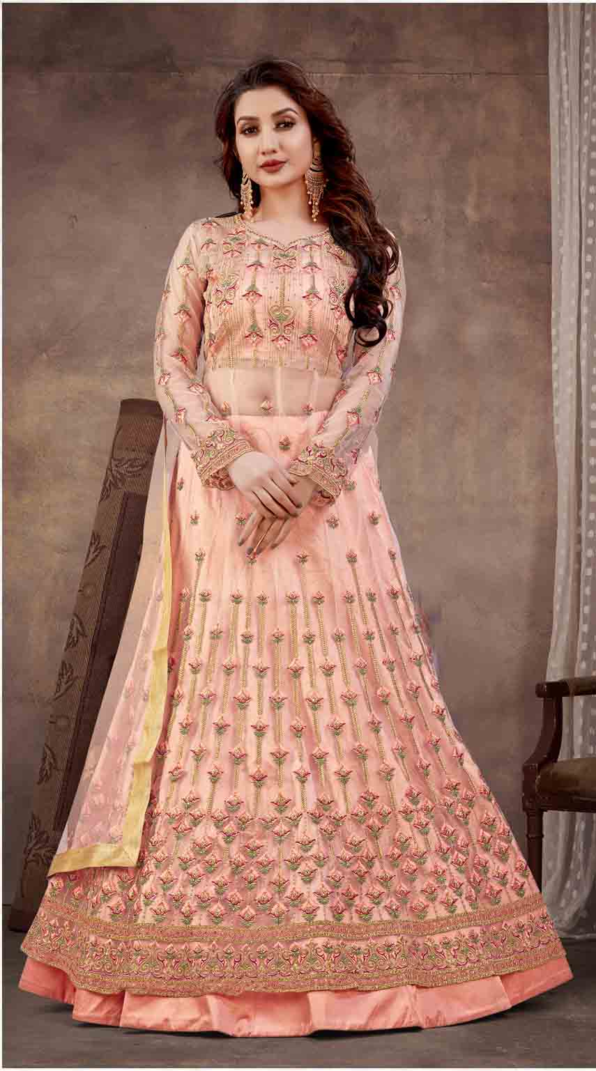 Elegant Floor-Length Pink Anarkali Suit | Soft Net and Silk Designer Wear