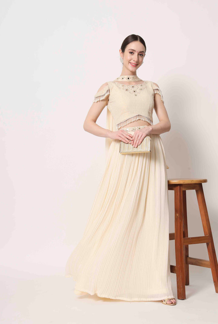 Beige Lehenga Choli | Georgette Fabric with Designer Embroidery Work