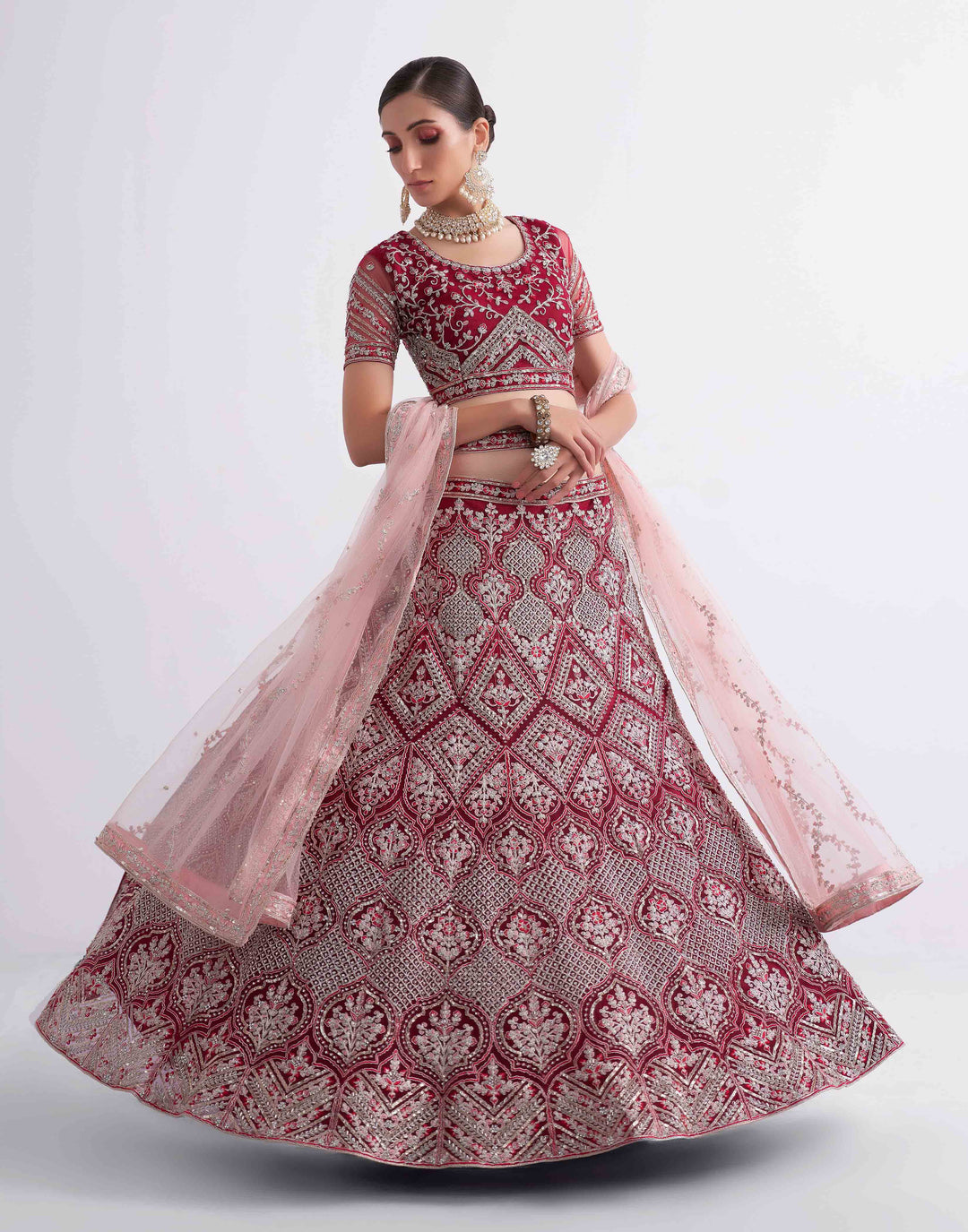 Elegant Soft-Net Lehenga | Cord & Sequins Embroidery for Weddings & Parties