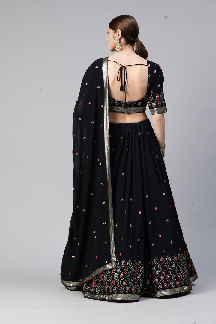 Elegant Georgette Lehenga | Heavy Sequence Embroidery for Weddings & Events