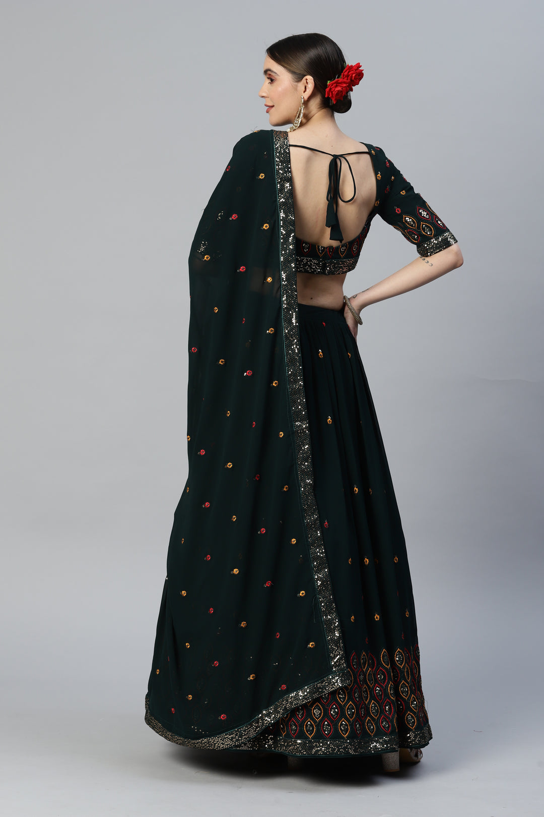 Elegant Georgette Lehenga | Heavy Sequence Embroidery for Weddings & Events