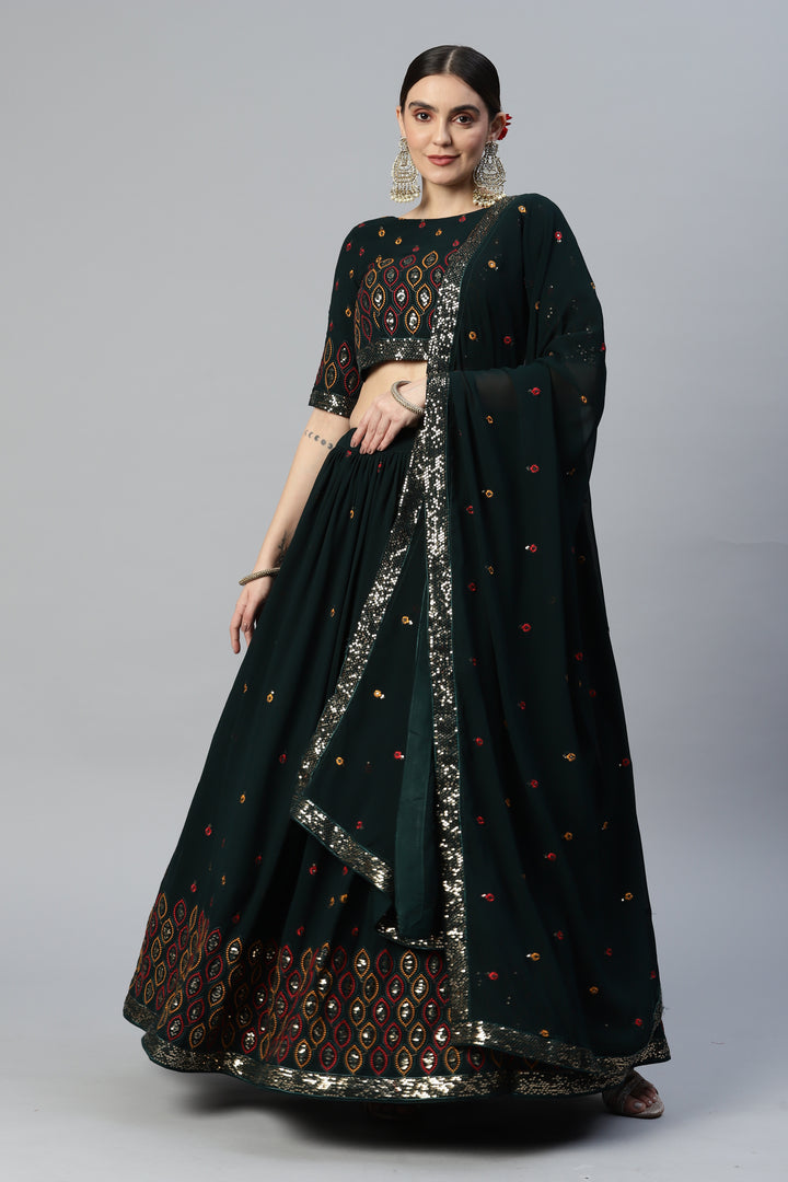 Elegant Georgette Lehenga | Heavy Sequence Embroidery for Weddings & Events