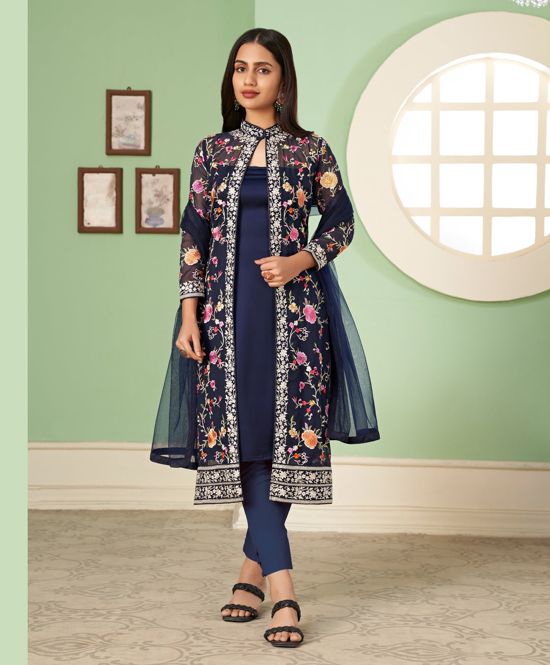 Elegant Salwar Kameez | Dull-Santoon Thread & Sequence Embroidery