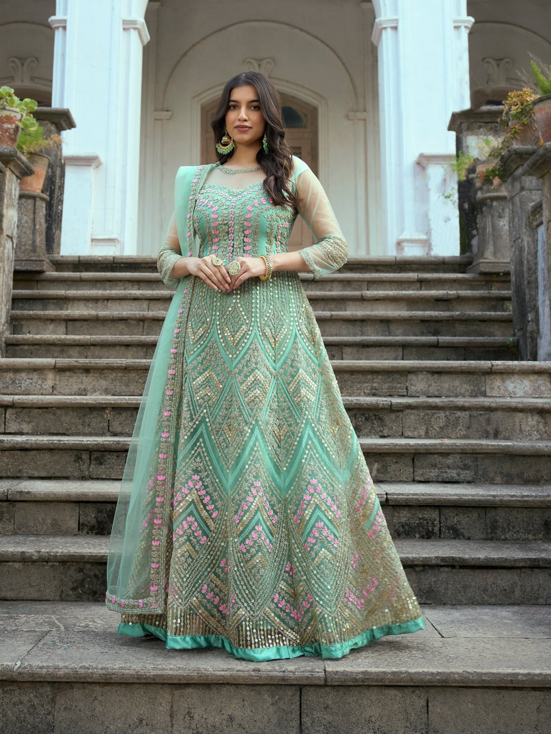 Elegant Anarkali Dress | Heavy Designer Embroidery | Perfect for Weddings & Parties