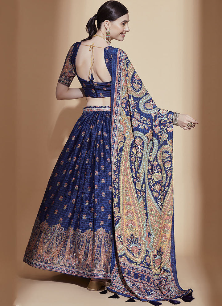 Chinon Lehenga | Digital-Printed & Embroidered | Designer Crochet Work