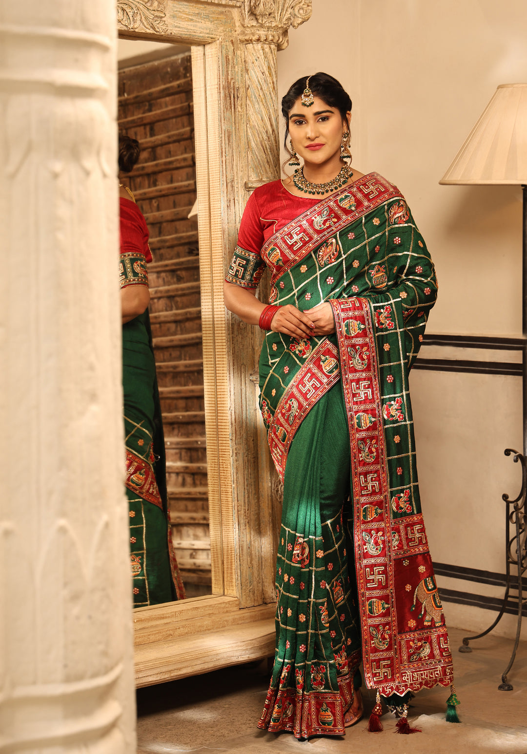 Designer Soft-Silk Saree with Embroidery & Diamond Work | Wedding & Festive