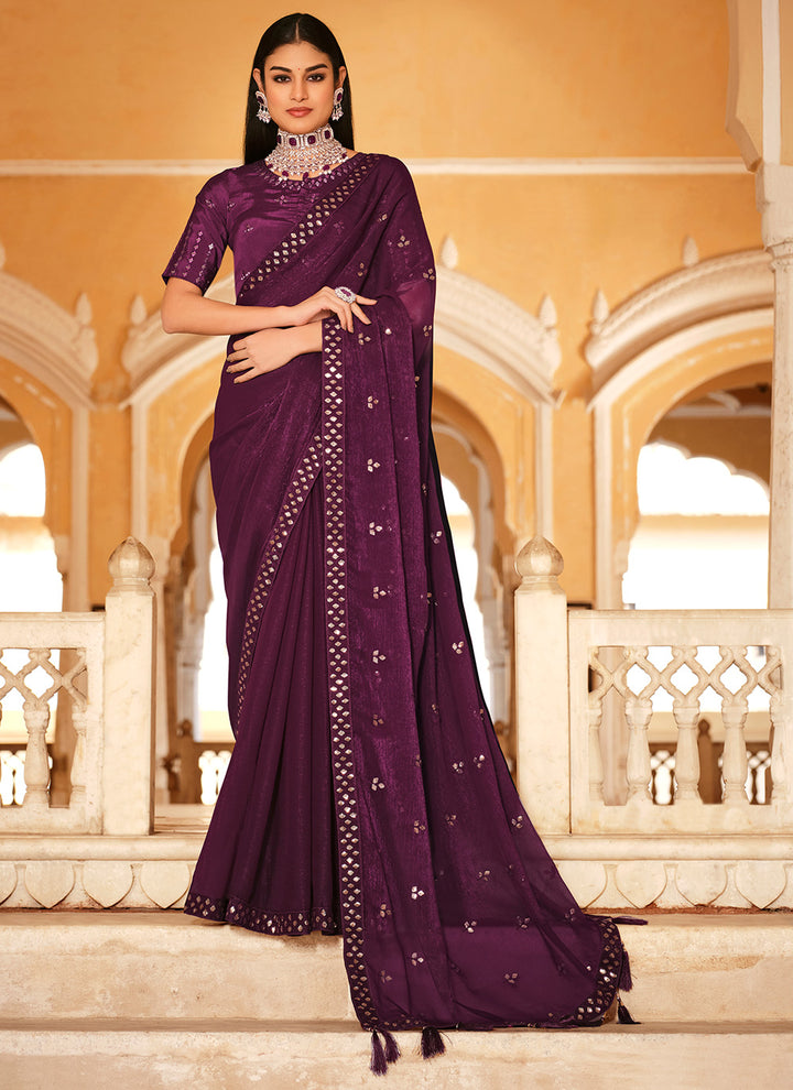 Sophisticated Chinon Saree with | A Captivating Traditional Ensemble