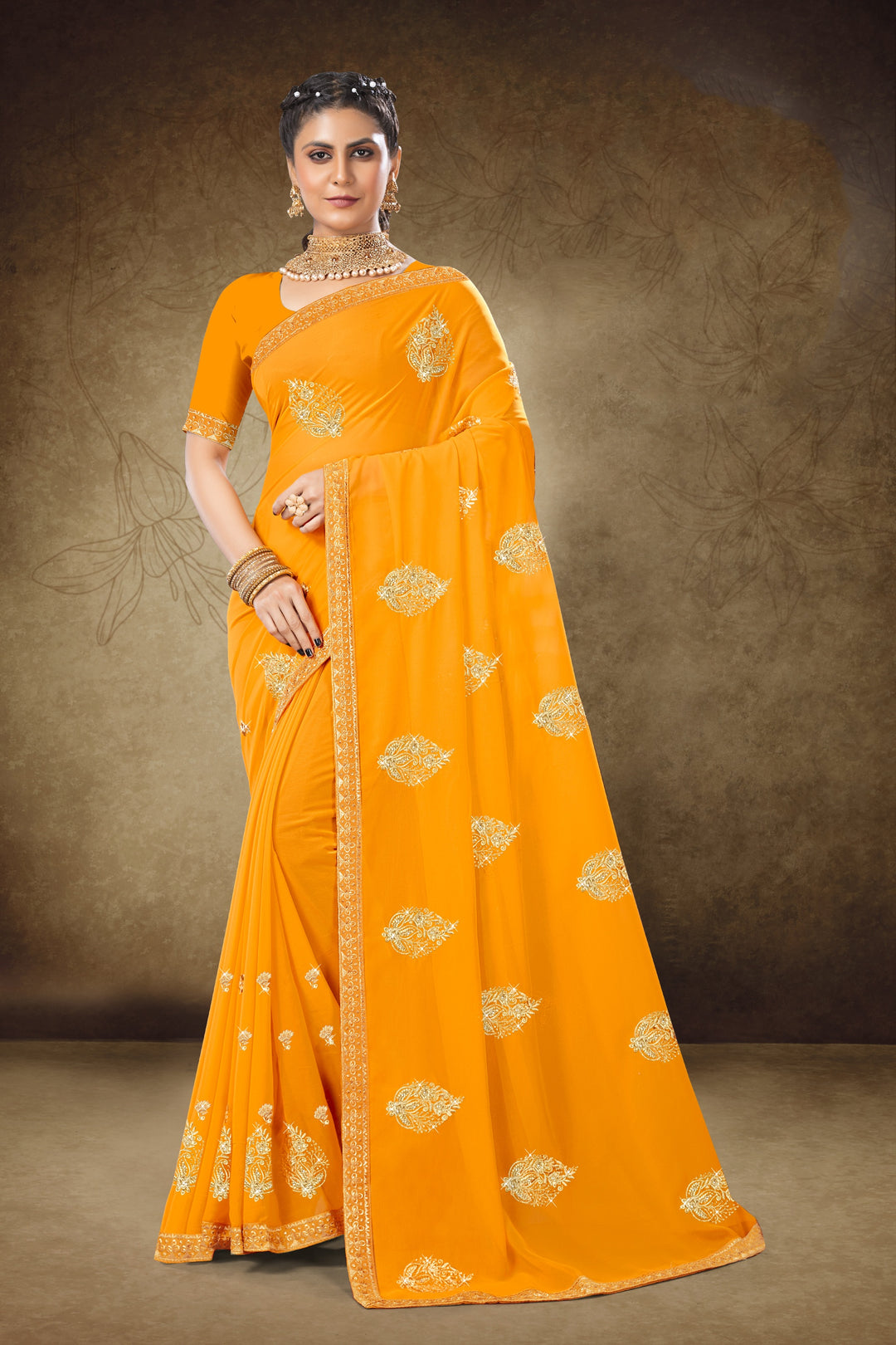 Exquisite Georgette Saree with | A Graceful Addition to Your Wardrobe