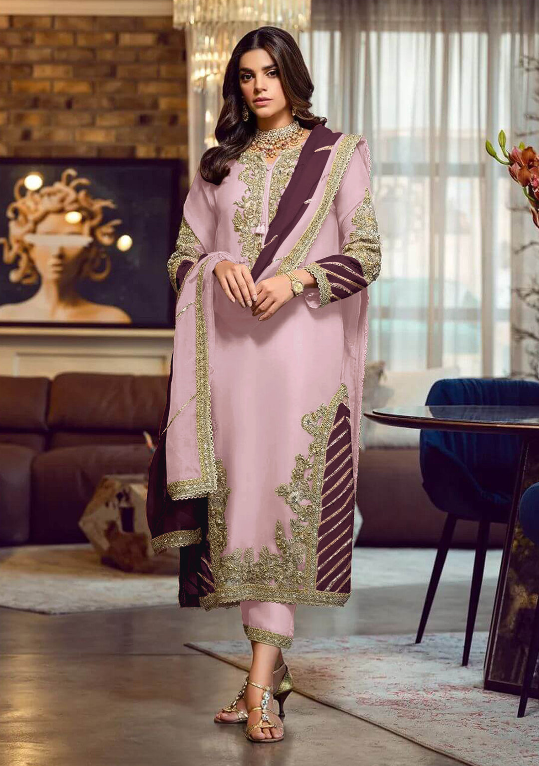 Designer Embroidered Salwar Kameez | Faux-Georgette & Santoon Fabric