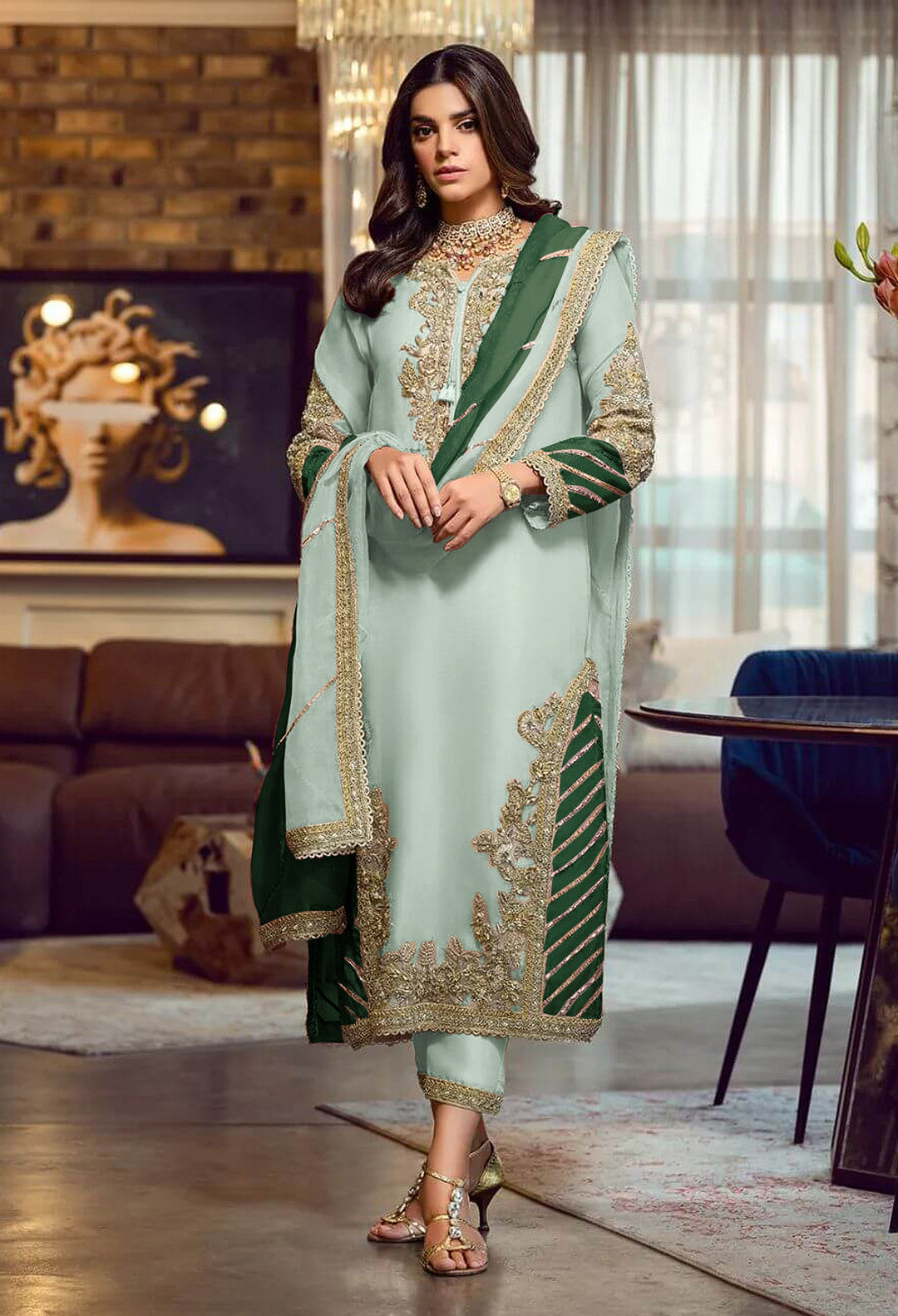 Designer Embroidered Salwar Kameez | Faux-Georgette & Santoon Fabric