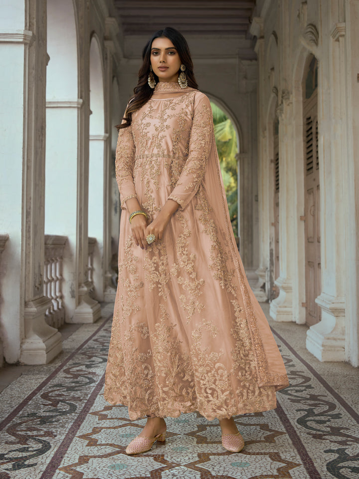 Heavy Designer Embroidery Anarkali | Butterfly Net & Japan Satin | 3/4 Sleeve