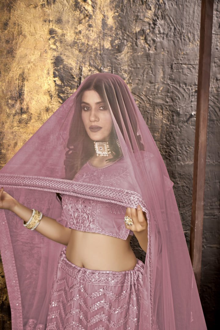 Heavy Sequenced Net Lehengas | Elegant Embroidery for Weddings & Events