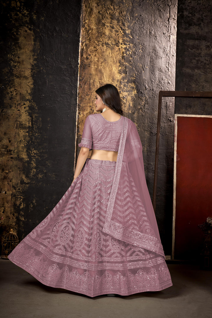 Heavy Sequenced Net Lehengas | Elegant Embroidery for Weddings & Events