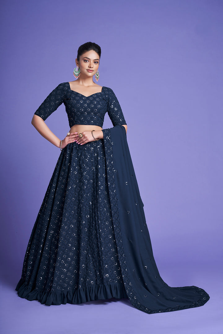 Georgette Lehengas with Thread & Sequin Embroidery | Wedding & Party Wear