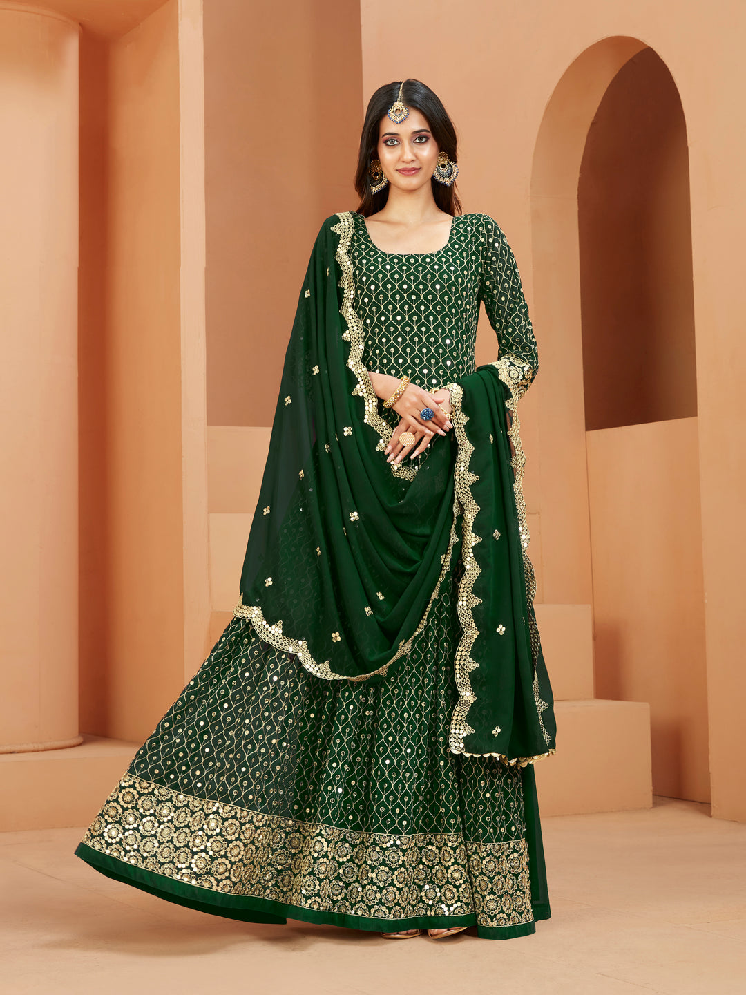 Faux Georgette Anarkali Suit | Heavy Designer Embroidery with Dupatta