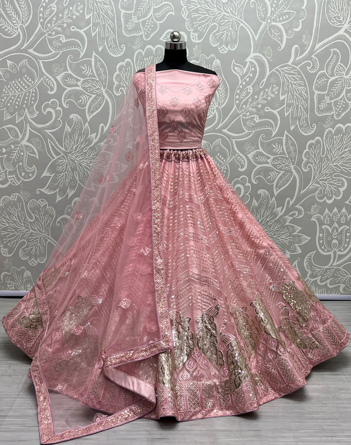 Fancy Net Lehenga | Multi-Thread & Sequin Embroidery for Bridal Events