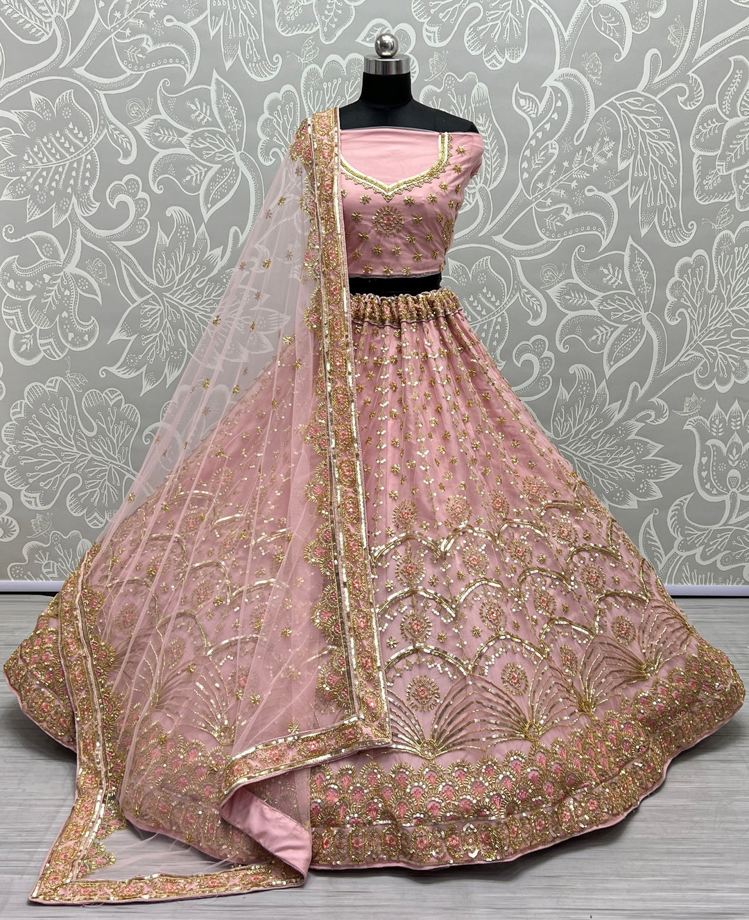 Stunning Bridal Net Lehenga with Dupatta | A Graceful Addition to Your Wardrobe