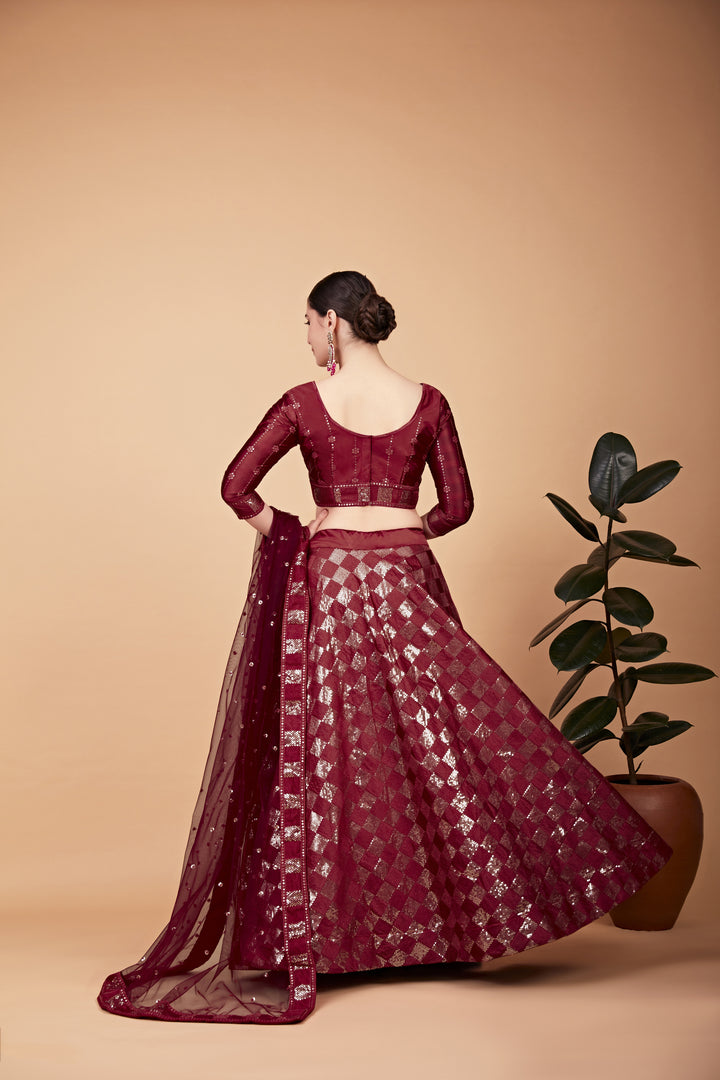 Gorgeous Red Tebi Silk Lehenga with Red Dupatta | A Stylish and Sophisticated Choice