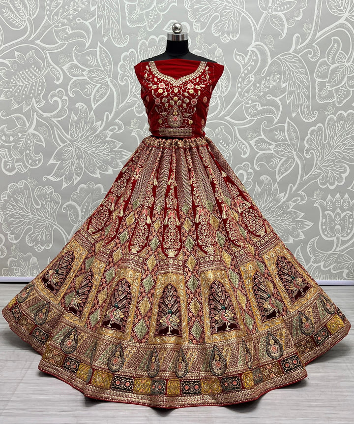 Stunning Velvet Lehenga with Dupatta | A Graceful Addition to Your Wardrobe