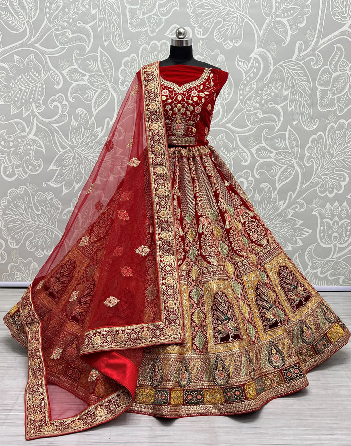 Stunning Velvet Lehenga with Dupatta | A Graceful Addition to Your Wardrobe