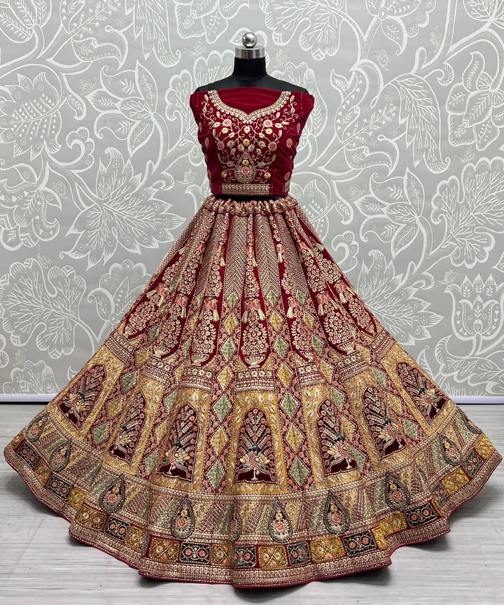 Stunning Velvet Lehenga with Dupatta | A Graceful Addition to Your Wardrobe