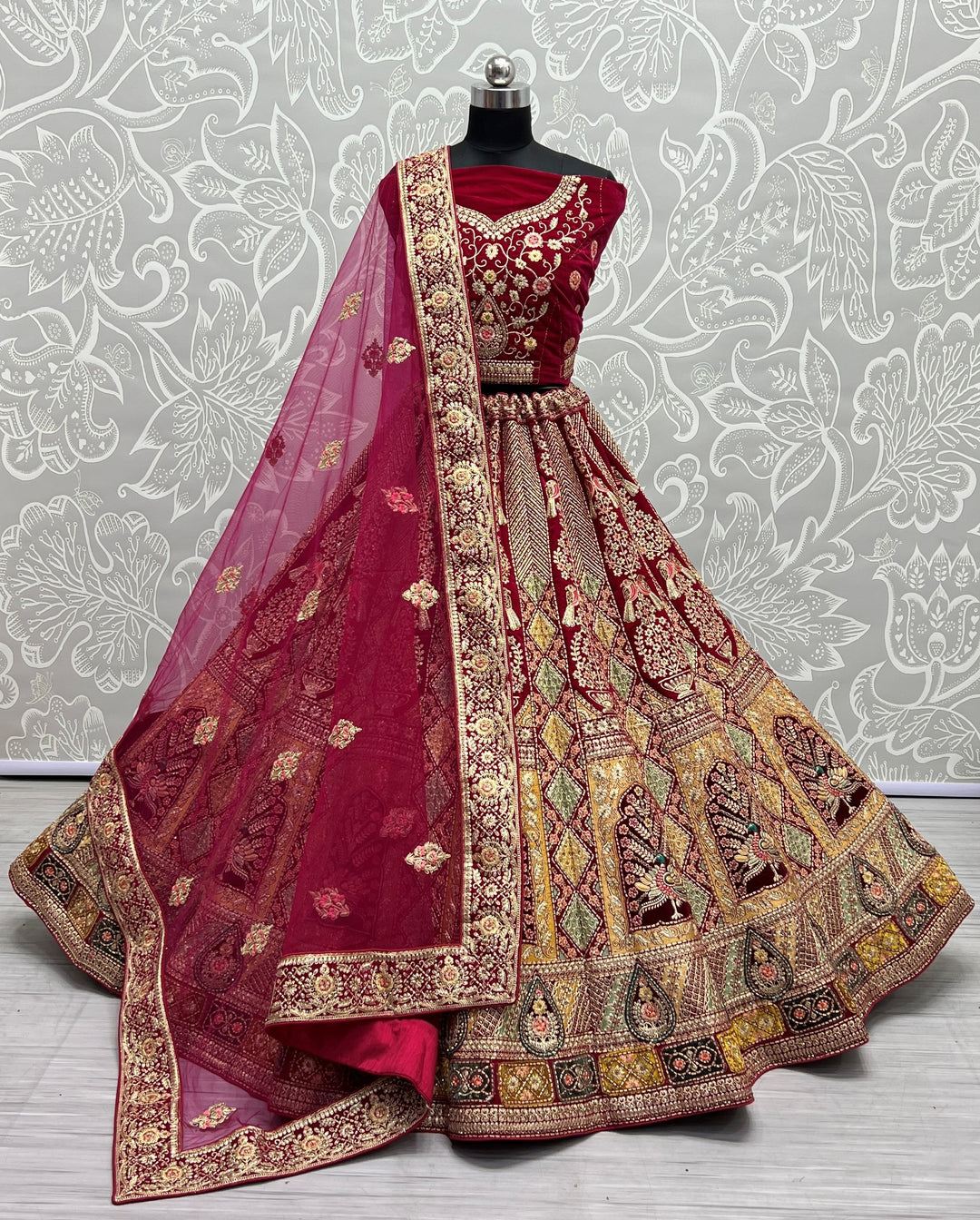 Stunning Velvet Lehenga with Dupatta | A Graceful Addition to Your Wardrobe