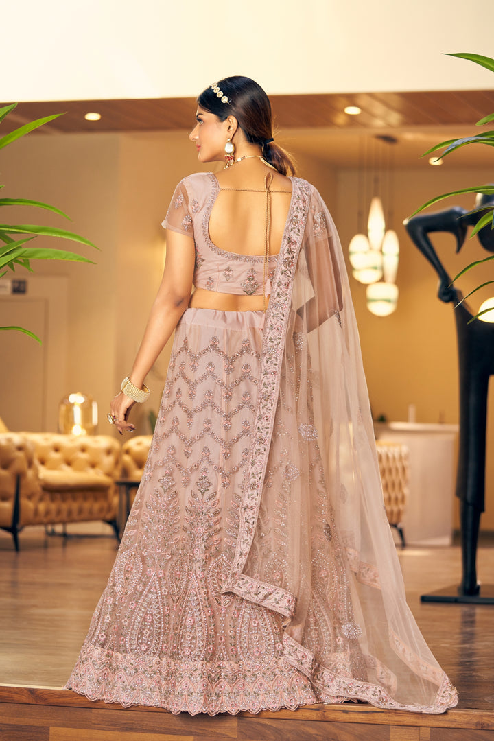 Beautiful Peach Soft Net Lehenga with Peach Dupatta | Elegance Redefined for Brides