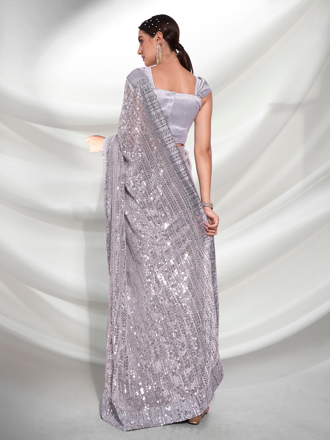 Designer Georgette Saree with Heavy Sequence Embroidery | Perfect for Weddings