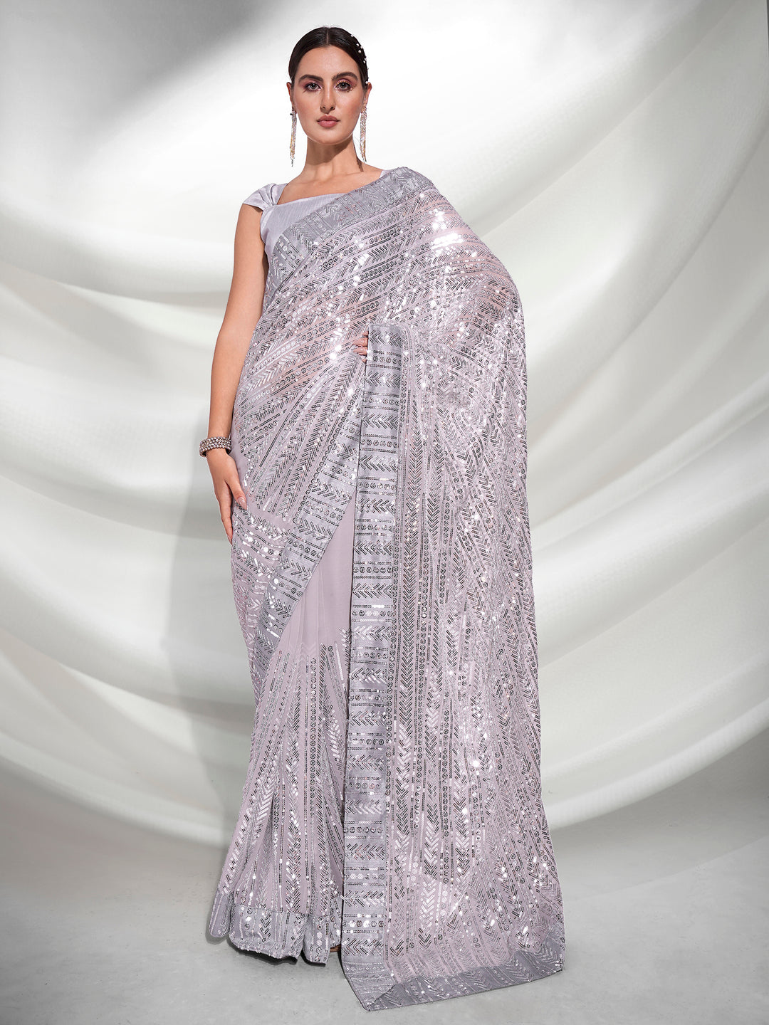 Designer Georgette Saree with Heavy Sequence Embroidery | Perfect for Weddings