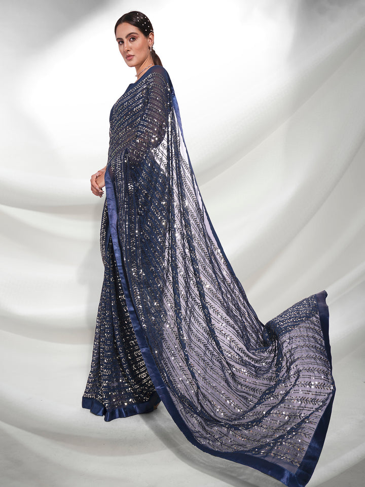 Heavy Designer Georgette Saree with Embroidery | Perfect for Weddings & Festive Events