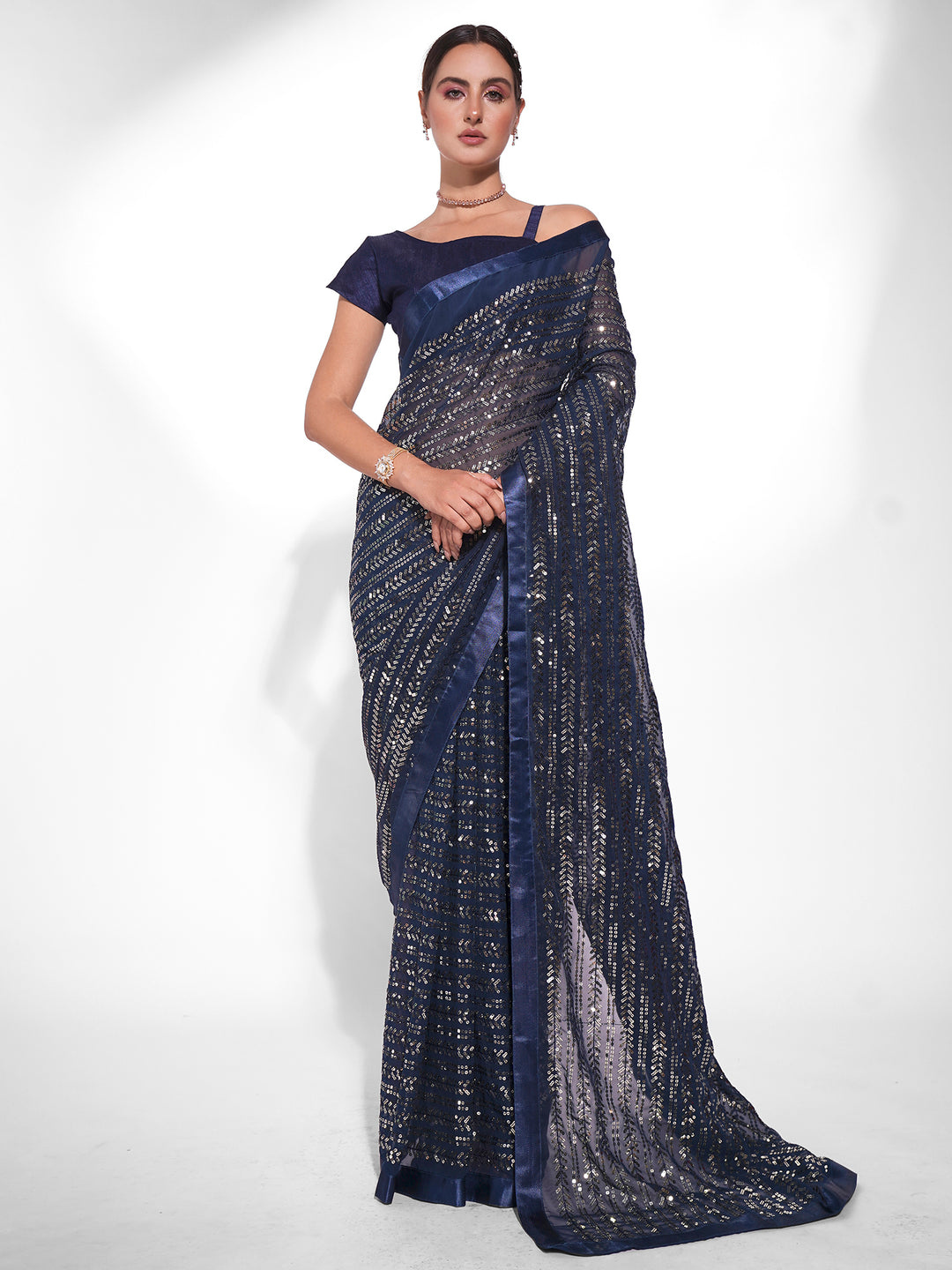 Heavy Designer Georgette Saree with Embroidery | Perfect for Weddings & Festive Events