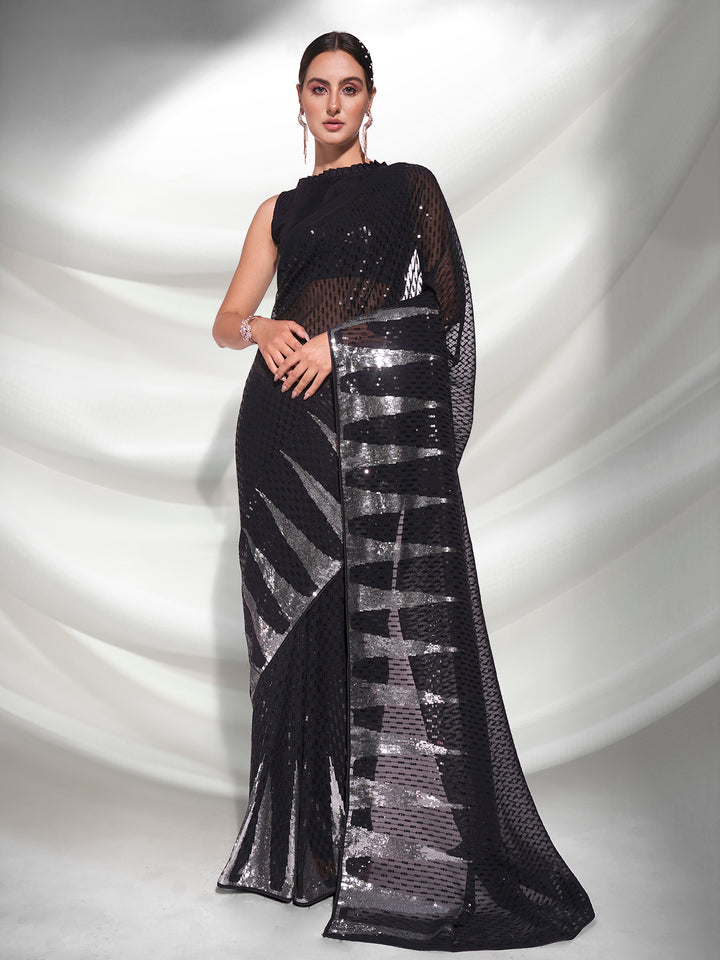 Heavy Designer Sequence Embroidery Georgette Saree | Ideal for Weddings & Festivals